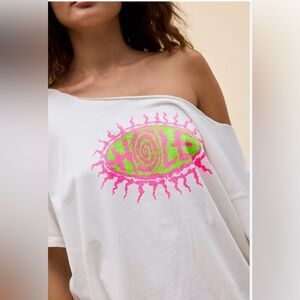 DAYDREAMER Free People Hole Sun graphic Band Tee Small NWT